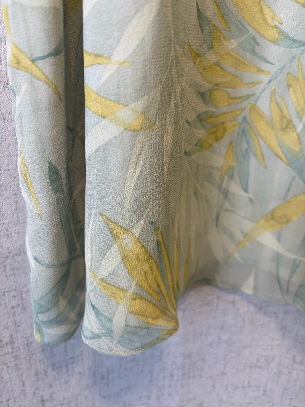 SILK VINTAGE Light Blue Botanical Print Maxi Skirt Yellow Accents DUE per DUE - Picture 7 of 14